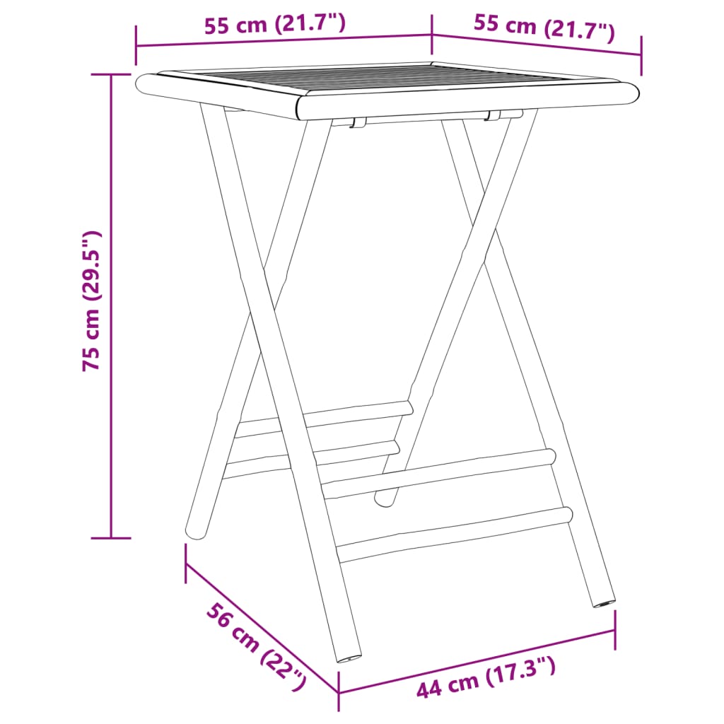 vidaXL Set da Bistrot Pieghevole 3pz con Cuscini Grigio Scuro Bambù