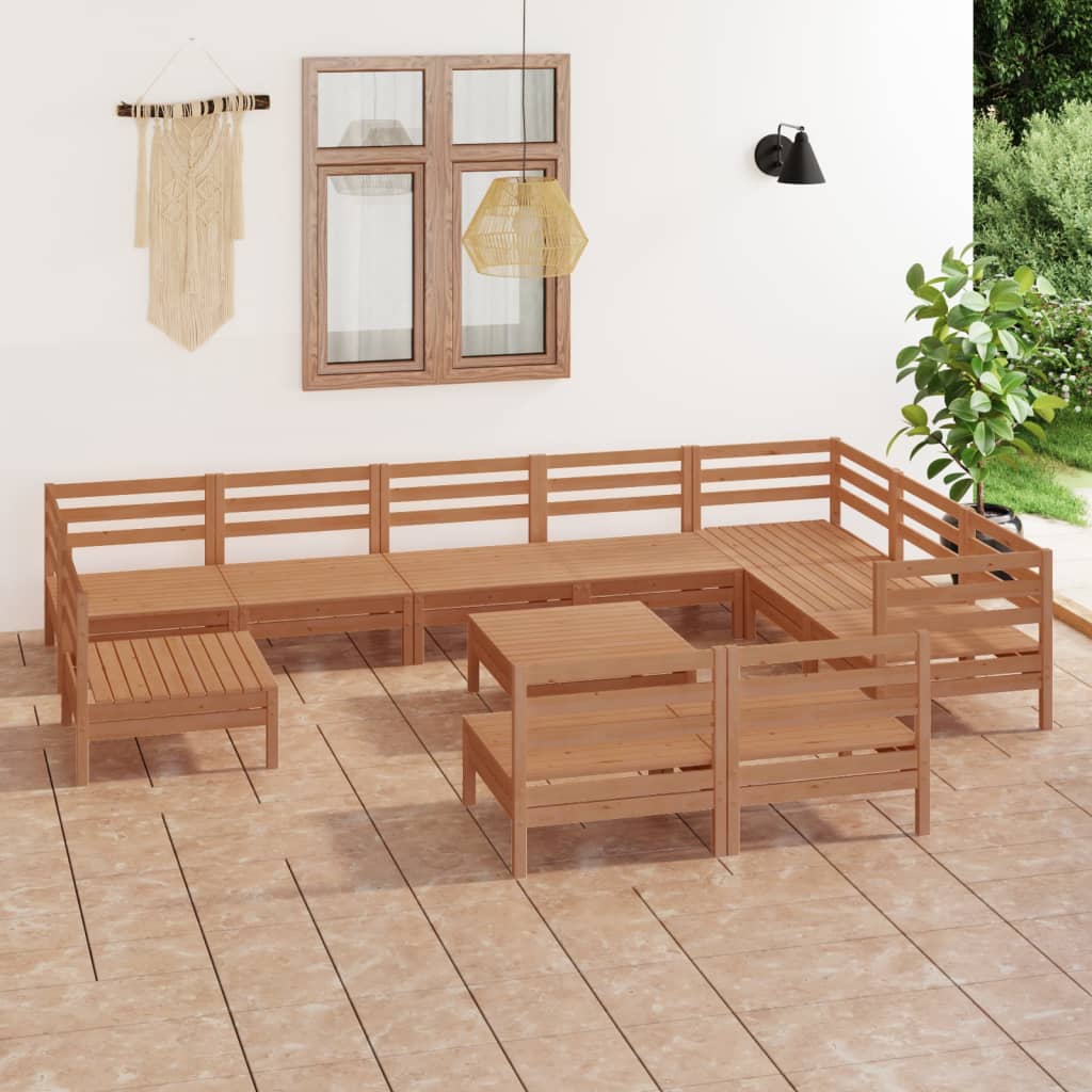 vidaXL Set Salotto da Giardino 11 pz in Legno Massello di Pino ambra