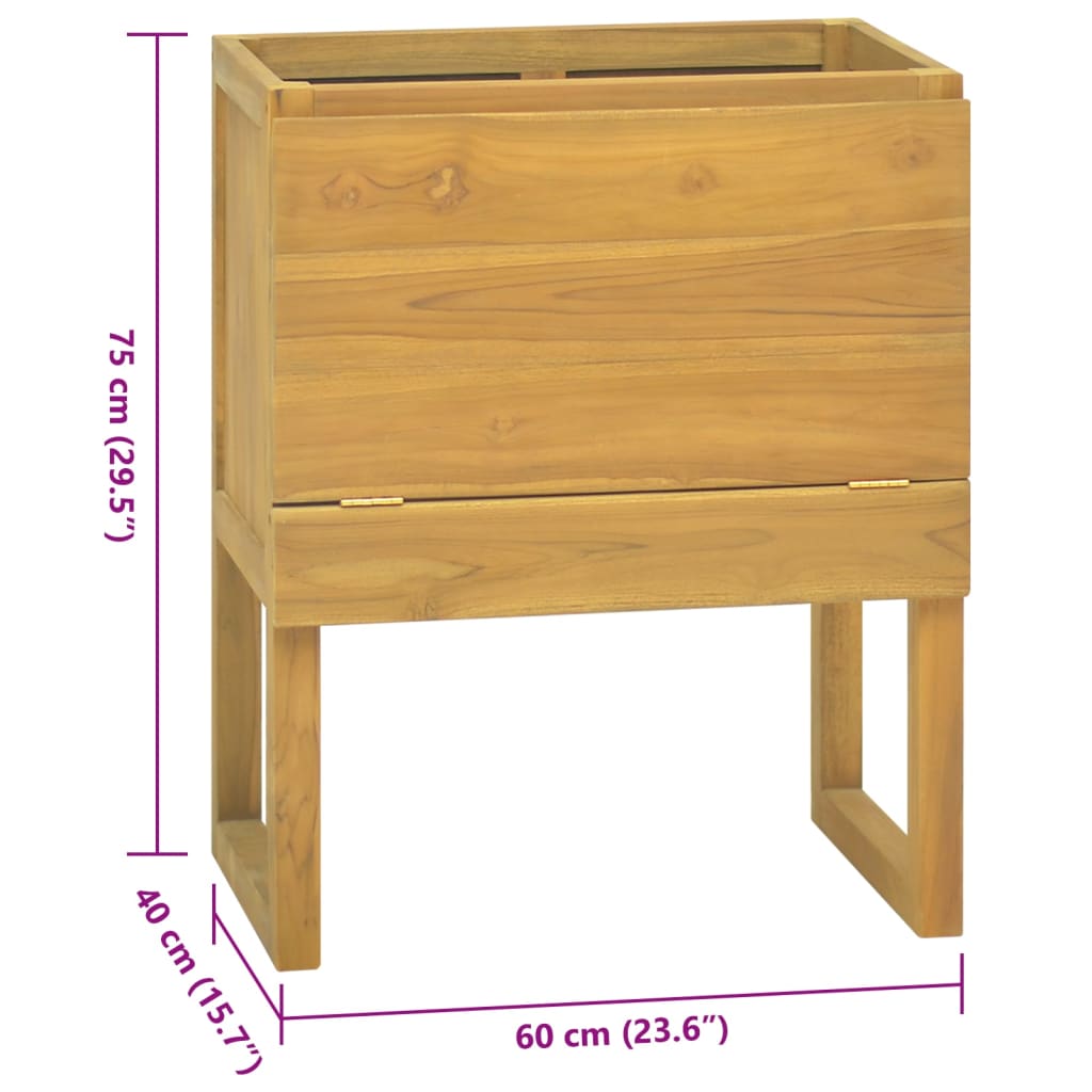 vidaXL Mobile da Bagno 60x40x75 cm in Legno Massello di Teak