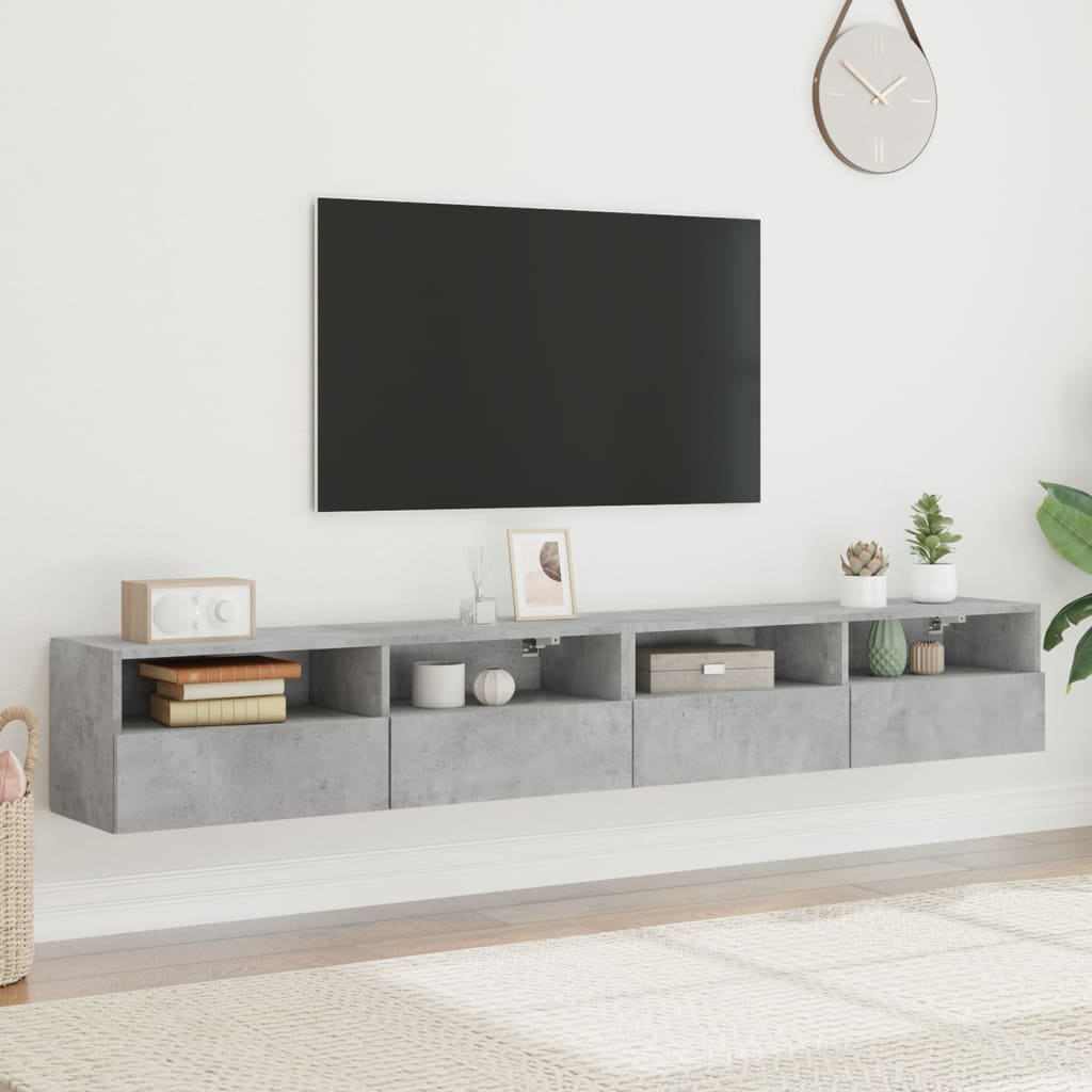 vidaXL Mobili TV Muro 2pz Grigio Cemento 100x30x30cm Legno Multistrato