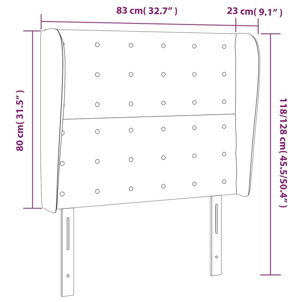 vidaXL Testiera ad Orecchio Nera 83x23x118/128 cm in Similpelle