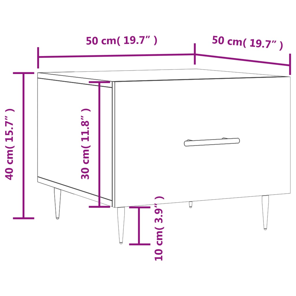 vidaXL Tavolini da Salotto 2 pz Bianchi 50x50x40 cm Legno Multistrato