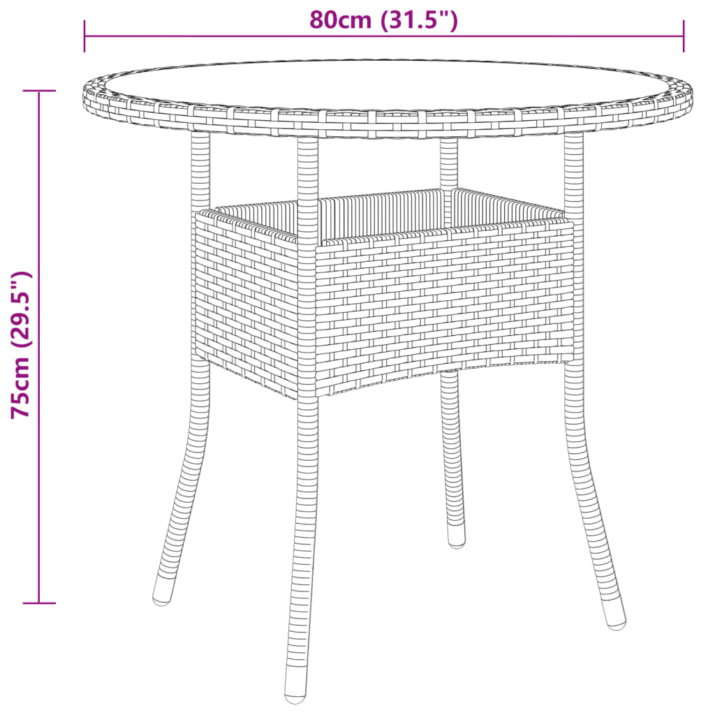 vidaXL Set da Pranzo per Giardino 3pz in Polyrattan Marrone