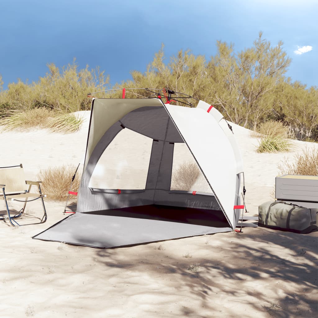 vidaXL Tenda da Spiaggia 2 Persone Grigio Rilascio Rapido Impermeabile