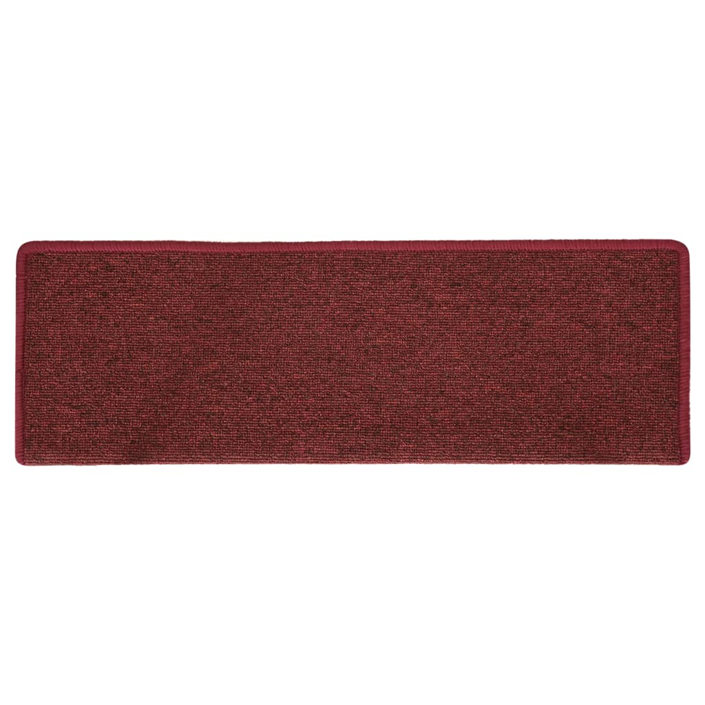 vidaXL Tappetini per Scale 15 pz 65x21x4 cm Rosso Opaco