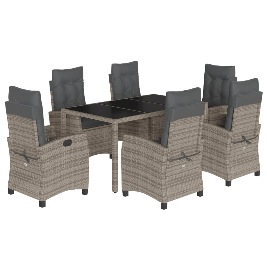 vidaXL Set da Pranzo da Giardino 7 pz con Cuscini in Polyrattan Grigio