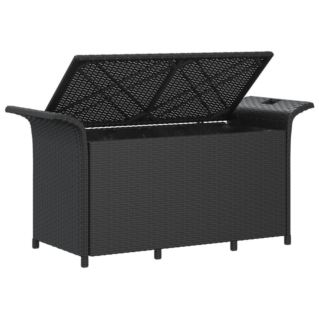 vidaXL Panca da Giardino con Cuscino Nero 116x46x57 cm in Polyrattan