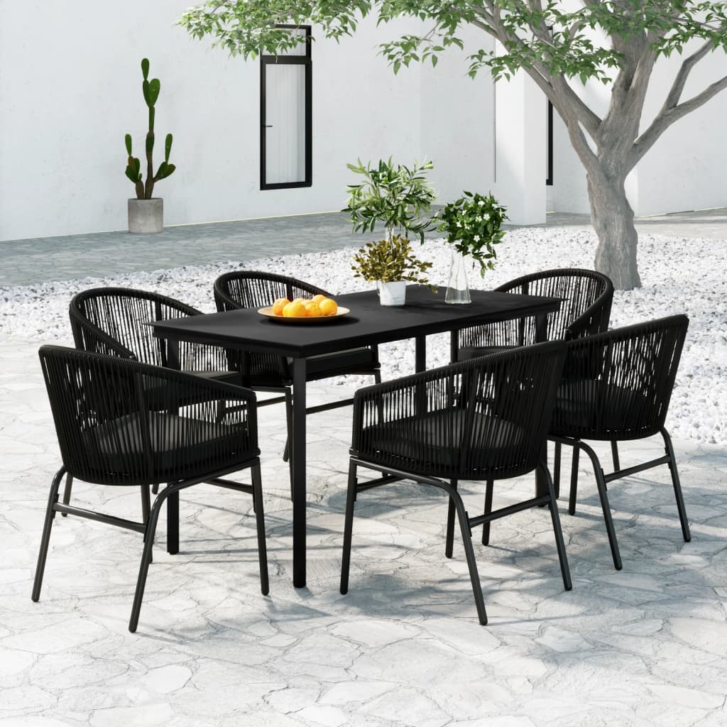 vidaXL Set Mobili da Pranzo per Giardino 7 pz Nero