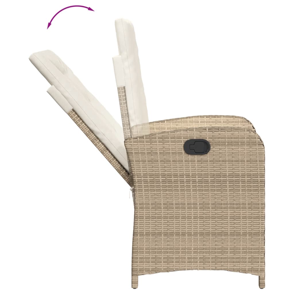 vidaXL Sedie Reclinabili da Giardino 2pz con Cuscini Beige Polyrattan