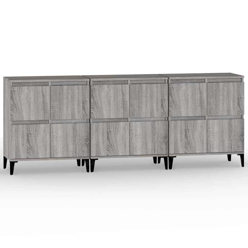 vidaXL Credenze 3pz Grigio Sonoma 60x35x70 cm in Legno Multistrato