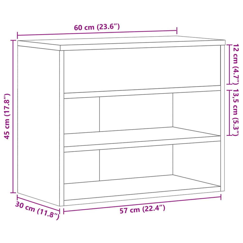 vidaXL Panca Portascarpe Nera 60x30x45cm in Truciolato