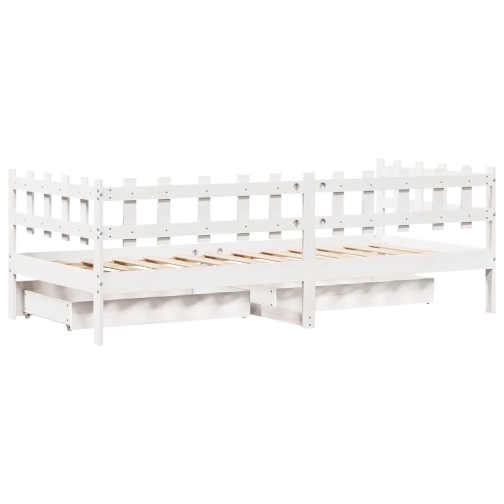 vidaXL Dormeuse con Cassetti Bianco 90x200 cm Legno Massello di Pino