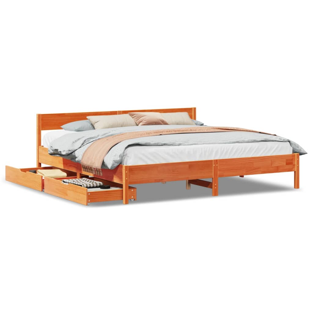 vidaXL Letto senza Materasso Marrone Cera 200x200 cm in Legno di Pino