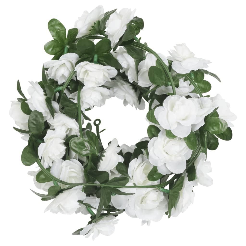 vidaXL Ghirlande Fiori Artificiali Natale 6 pz Bianco 240 cm