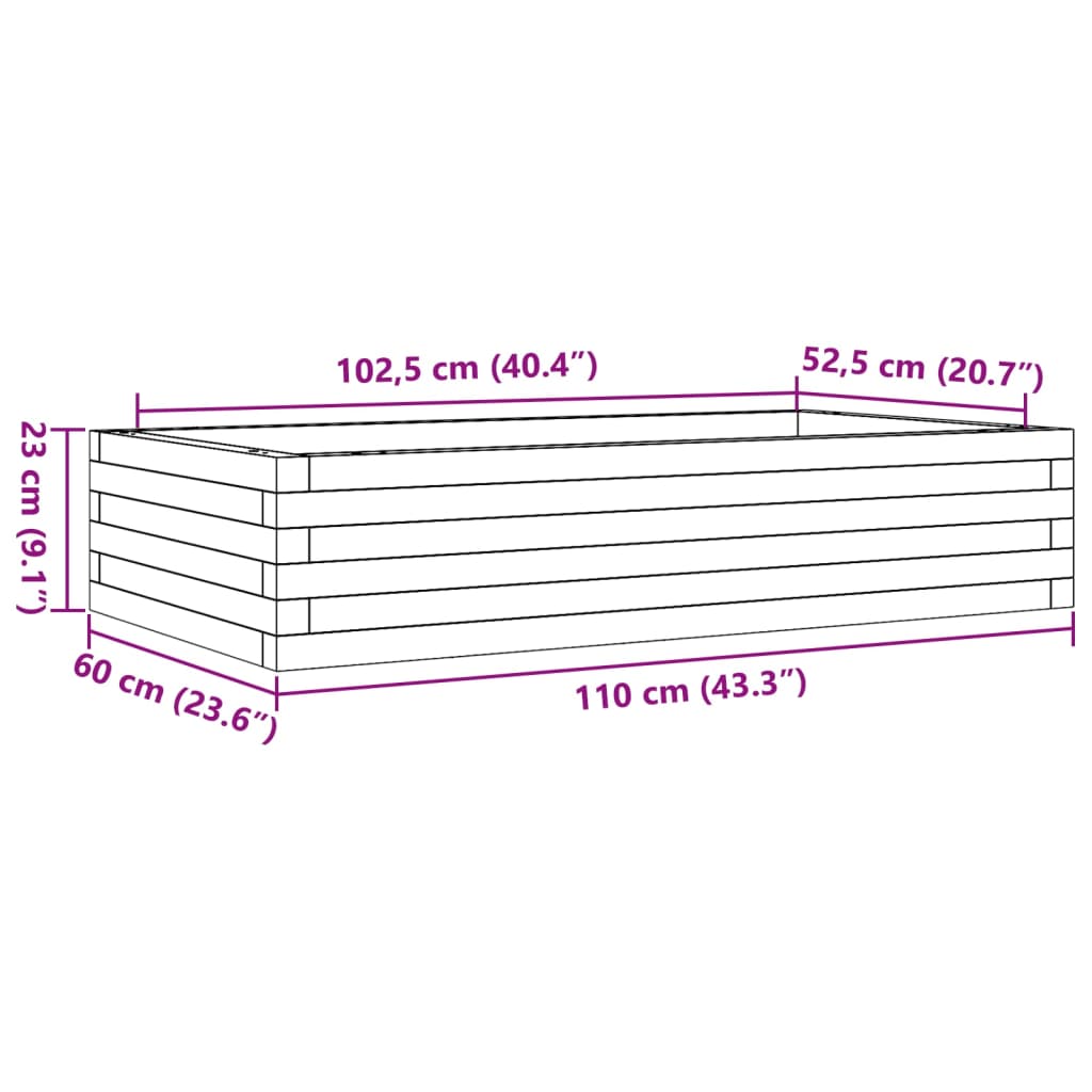 vidaXL Fioriera da Giardino 110x60x23 cm in Legno Massello di Douglas