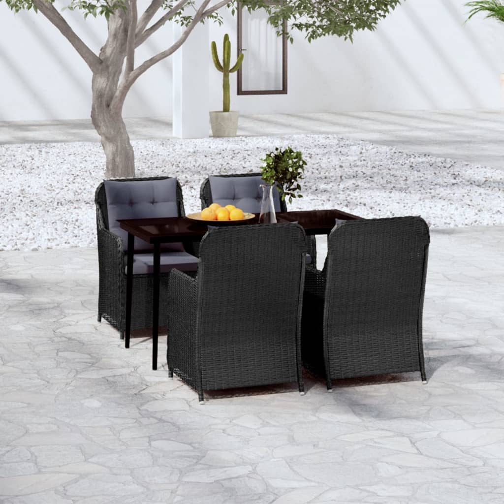 vidaXL Set da Pranzo da Giardino 5 pz Nero