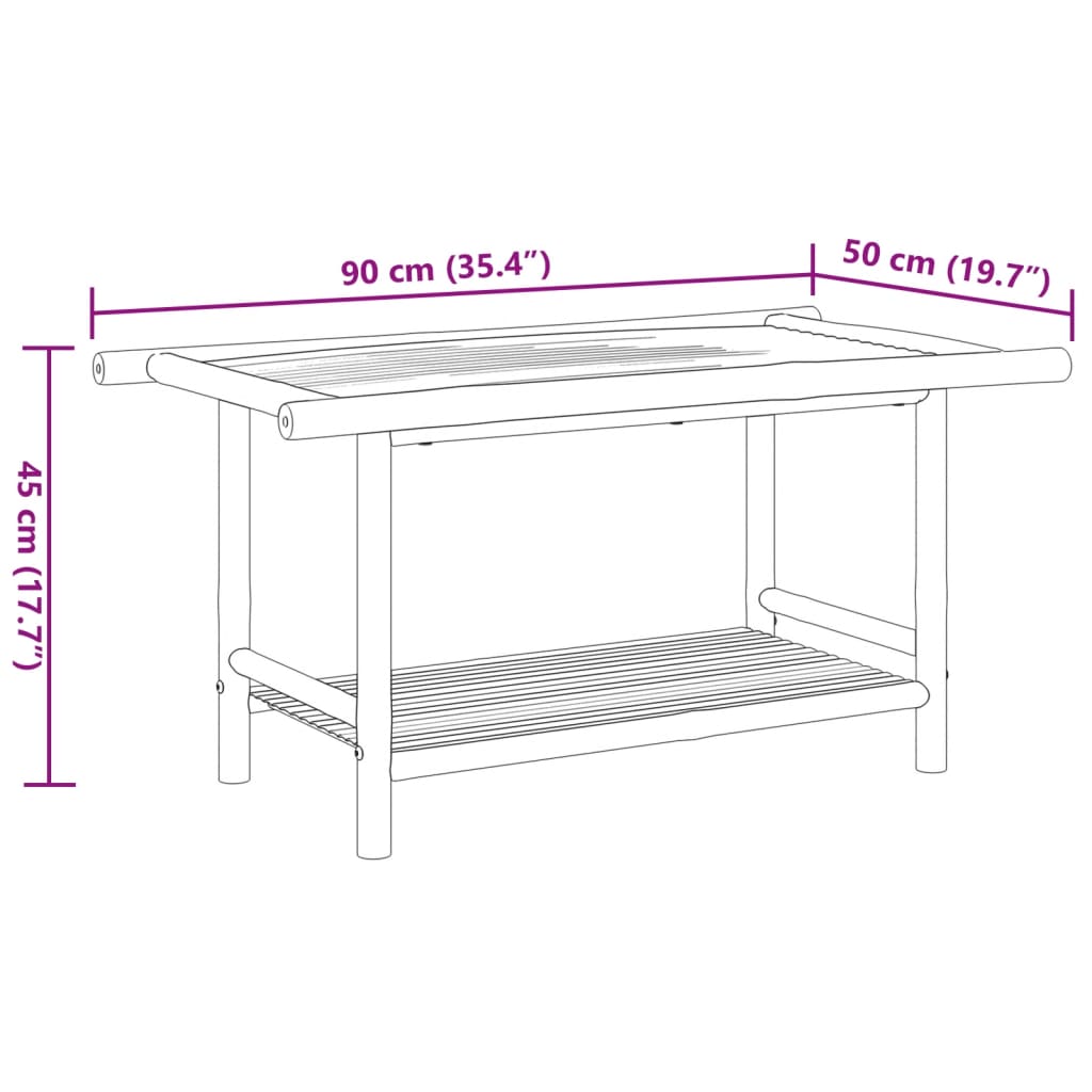 vidaXL Tavolino da Salotto 90x50x45 cm in Bambù