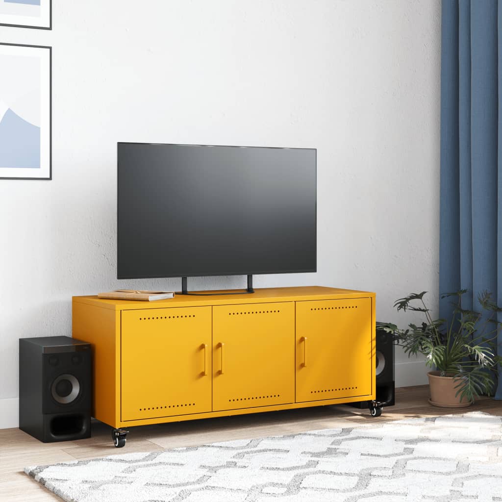 vidaXL Mobile TV Giallo Senape 100,5x39x43,5 cm in Acciaio