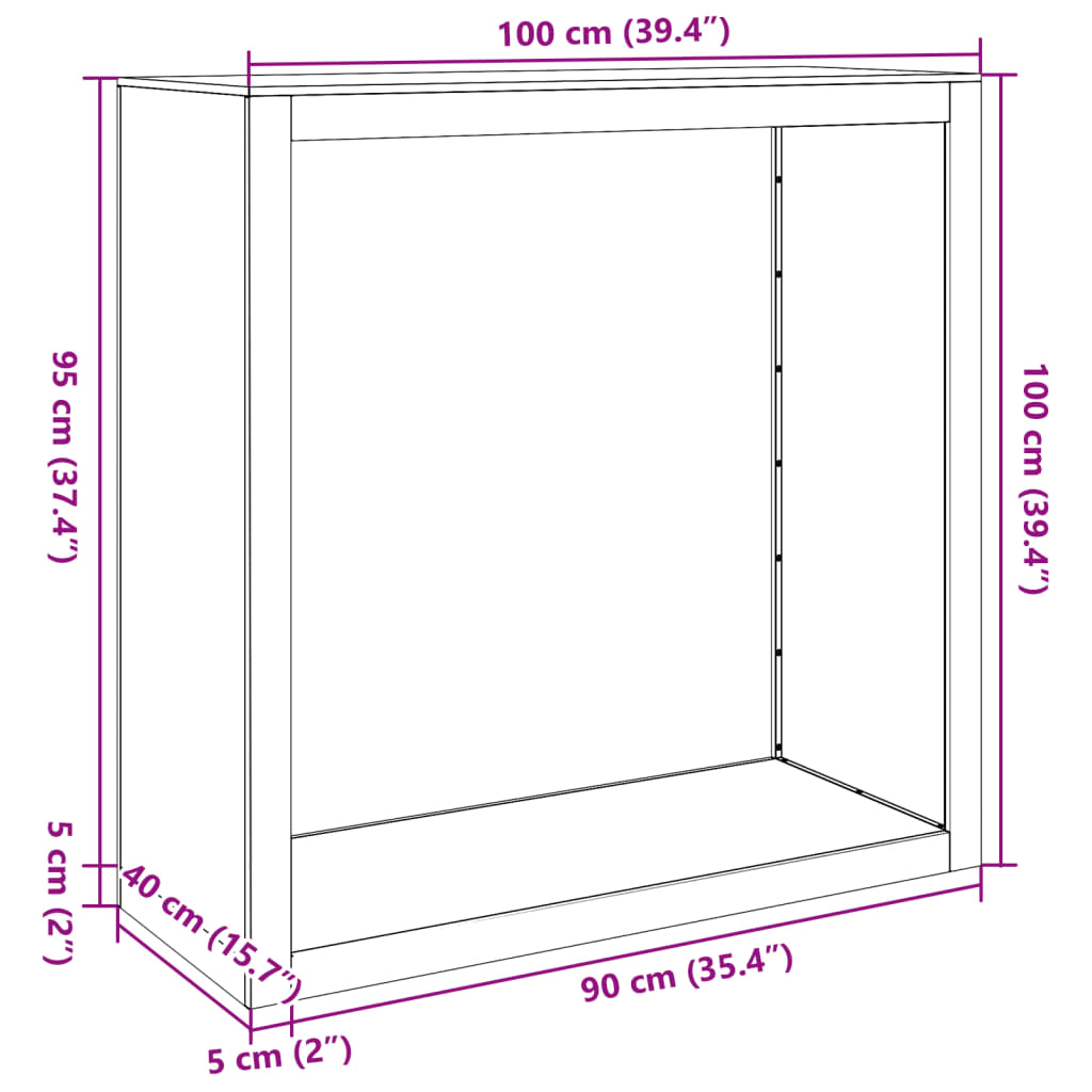 vidaXL Rastrelliera per Legna 100x40x100 cm in Acciaio Zincato