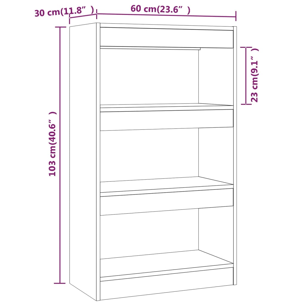 vidaXL Libreria/Divisorio Grigio Sonoma 60x30x103 cm in Truciolato