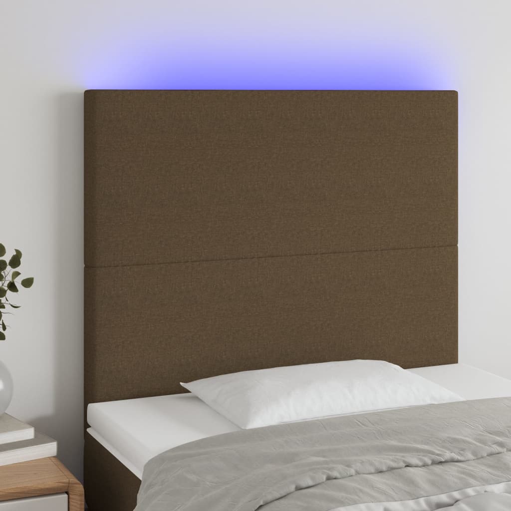 vidaXL Testiera a LED Marrone Scuro 80x5x118/128 cm in Tessuto