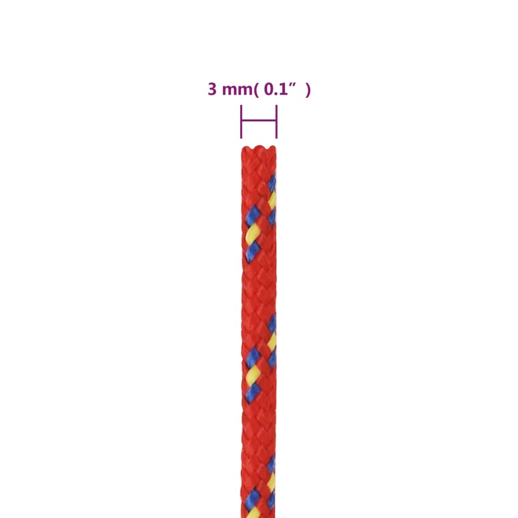 vidaXL Corda per barca Rossa 3 mm 500 m in Polipropilene