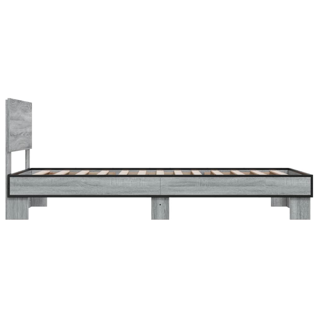 vidaXL Giroletto Grigio Sonoma 100x200 cm Legno Multistrato e Metallo