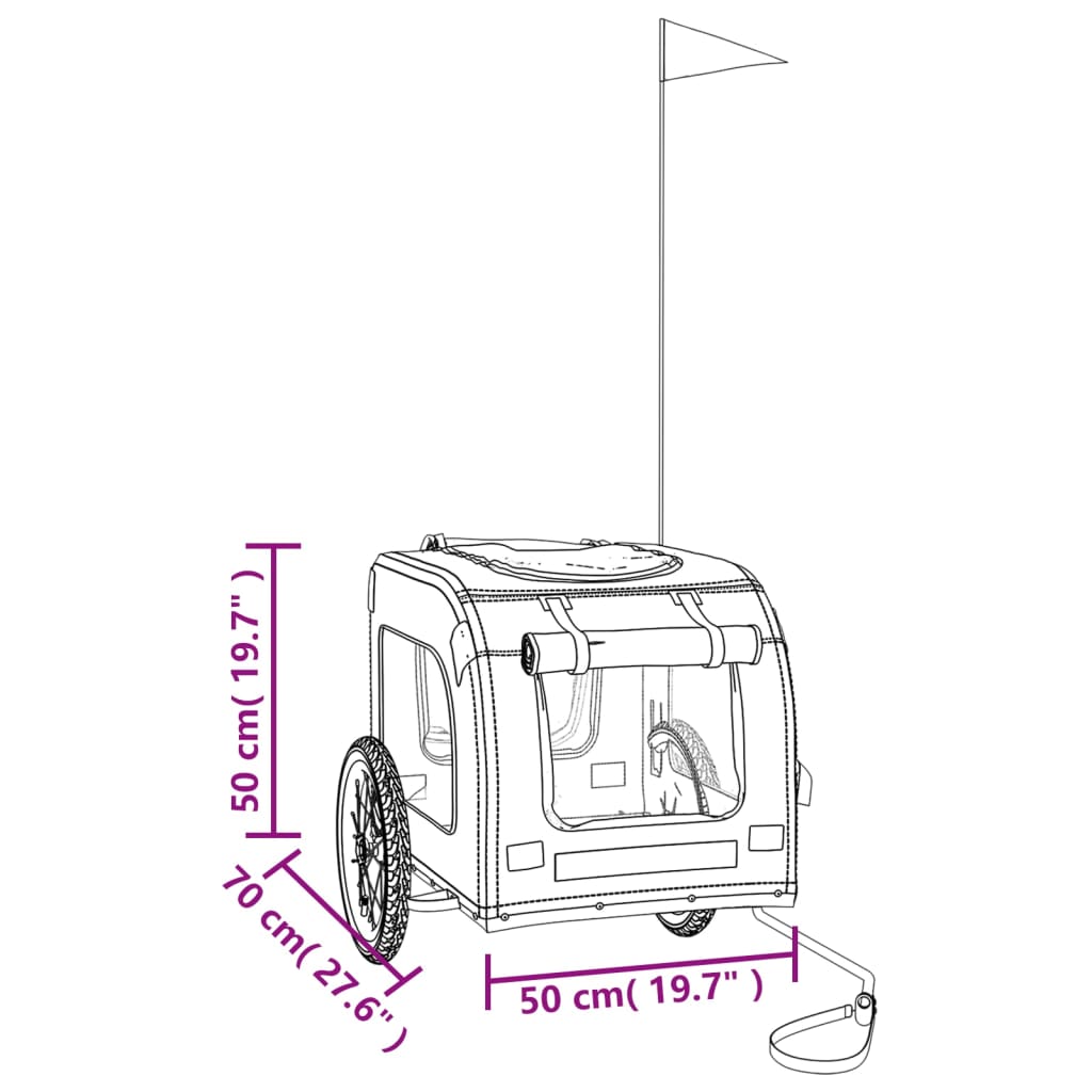 vidaXL Rimorchio da Bici per Animali Arancione e Grigio Oxford e Ferro