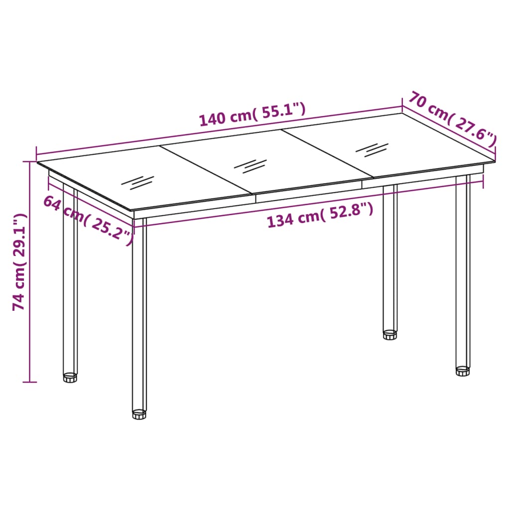 vidaXL Set da Pranzo da Giardino 7 pz Marrone