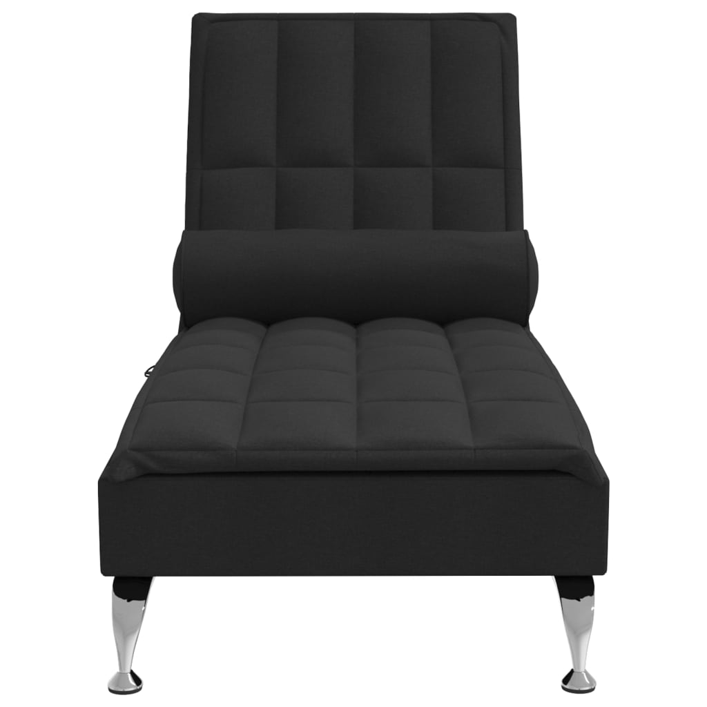 vidaXL Chaise Longue Massaggi con Capezzale Nero in Tessuto