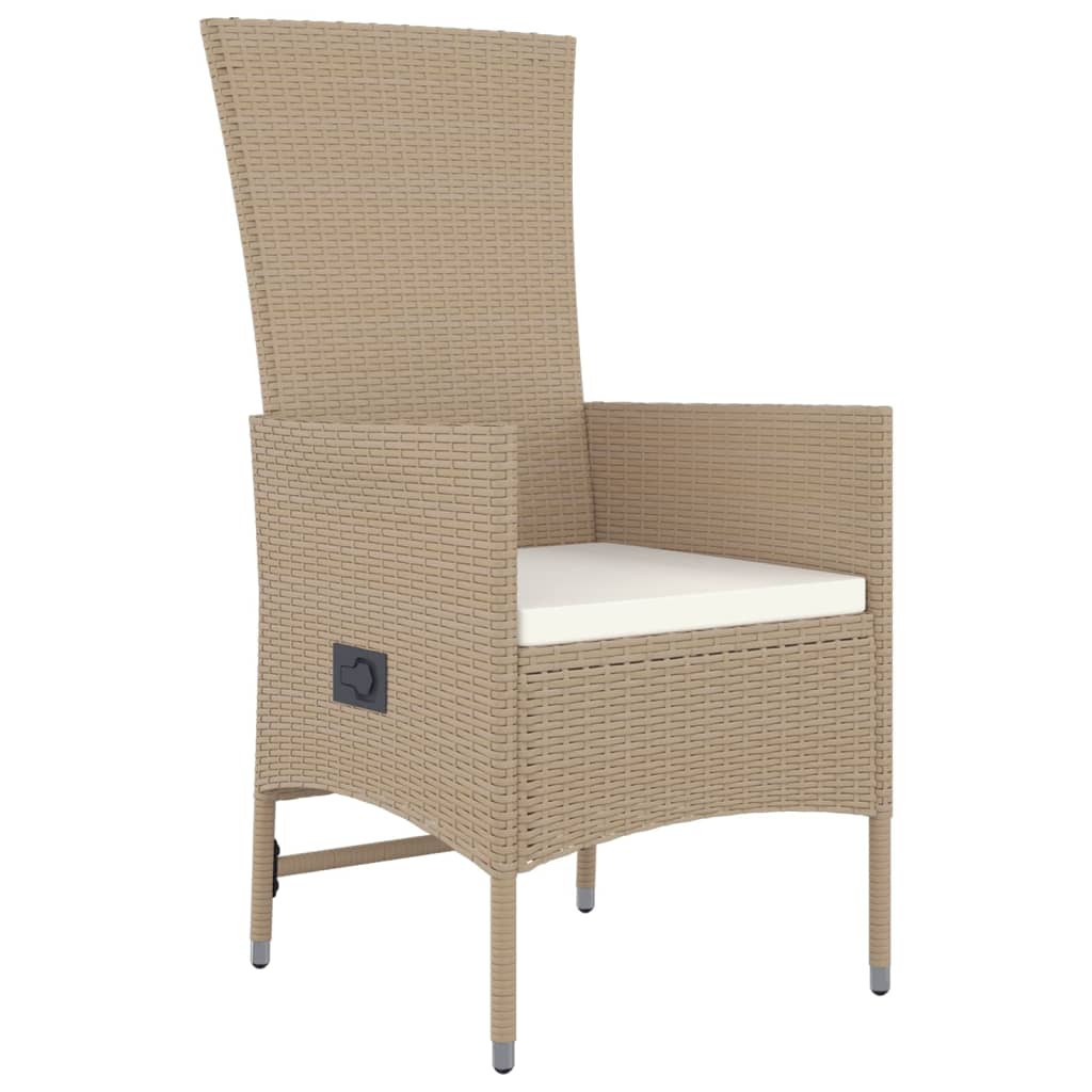 vidaXL Set da Pranzo da Giardino 7 pz con Cuscini Beige in Polyrattan