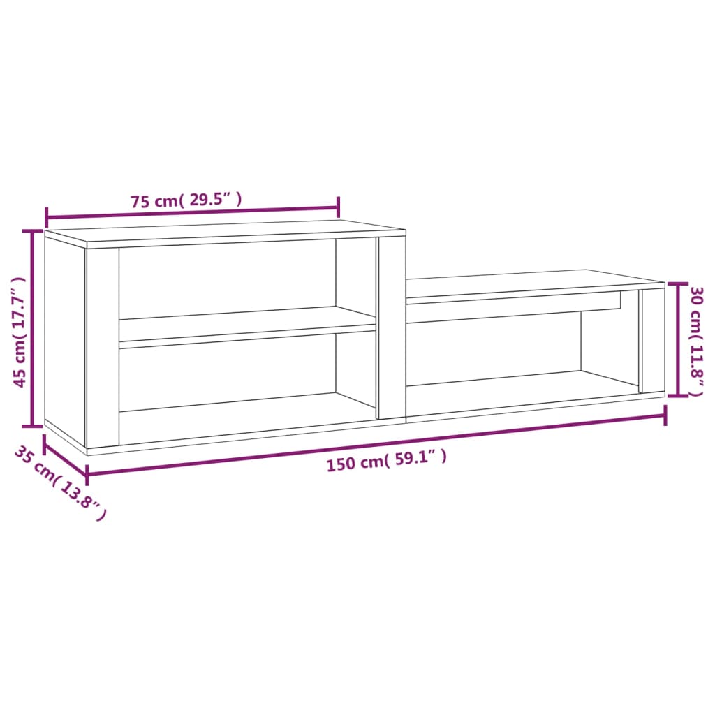 vidaXL Scarpiera Rovere Sonoma 150x35x45 cm in Legno Multistrato