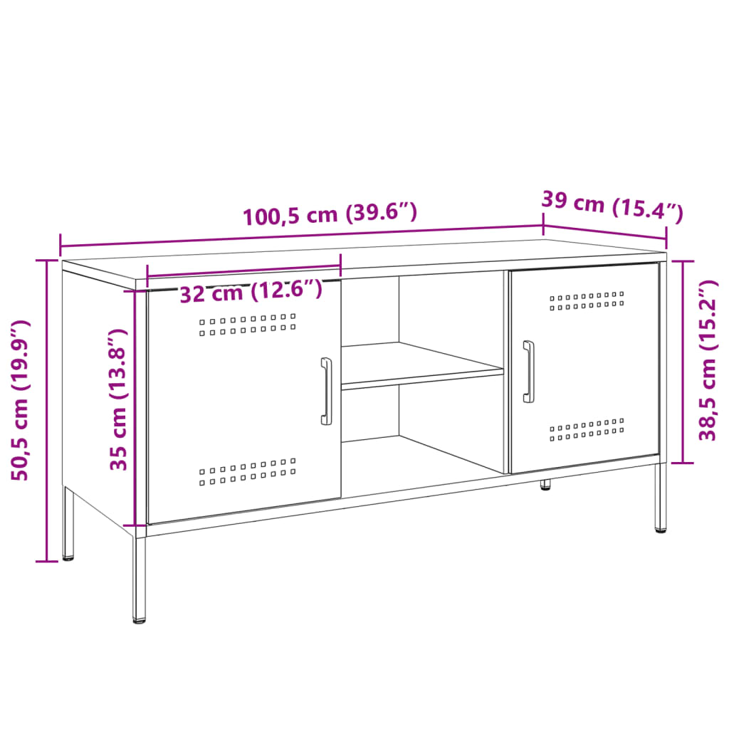 vidaXL Mobile TV Rosa 100,5x39x50,5 cm in Acciaio