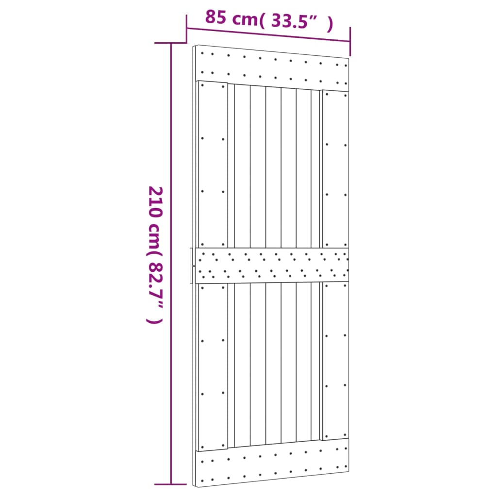 vidaXL Porta Scorrevole con Set Hardware 85x210 cm Legno Massello Pino