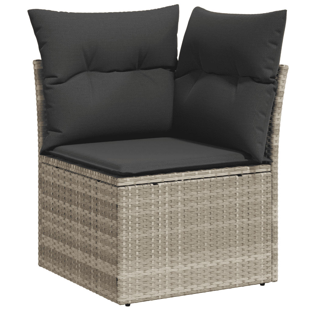 vidaXL Set Divano da Giardino 9pz con Cuscini Grigio Chiaro Polyrattan