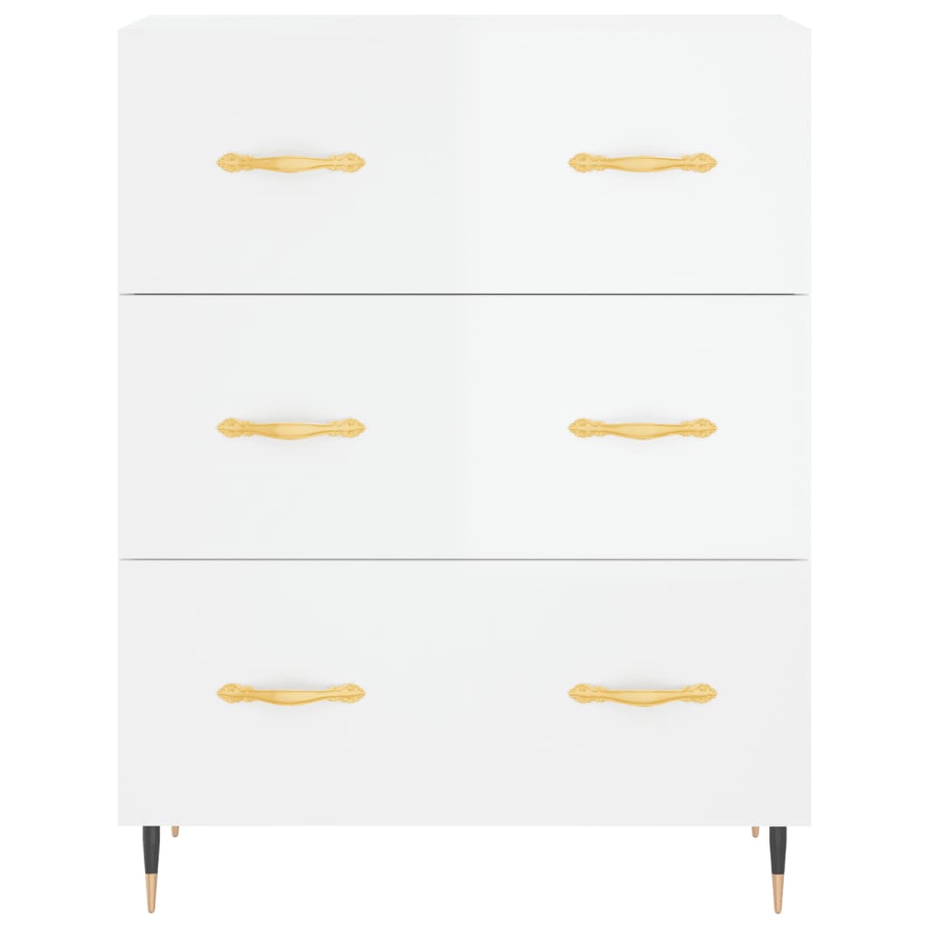 vidaXL Credenza 69,5x34x90 cm in Legno Multistrato Bianco Lucido