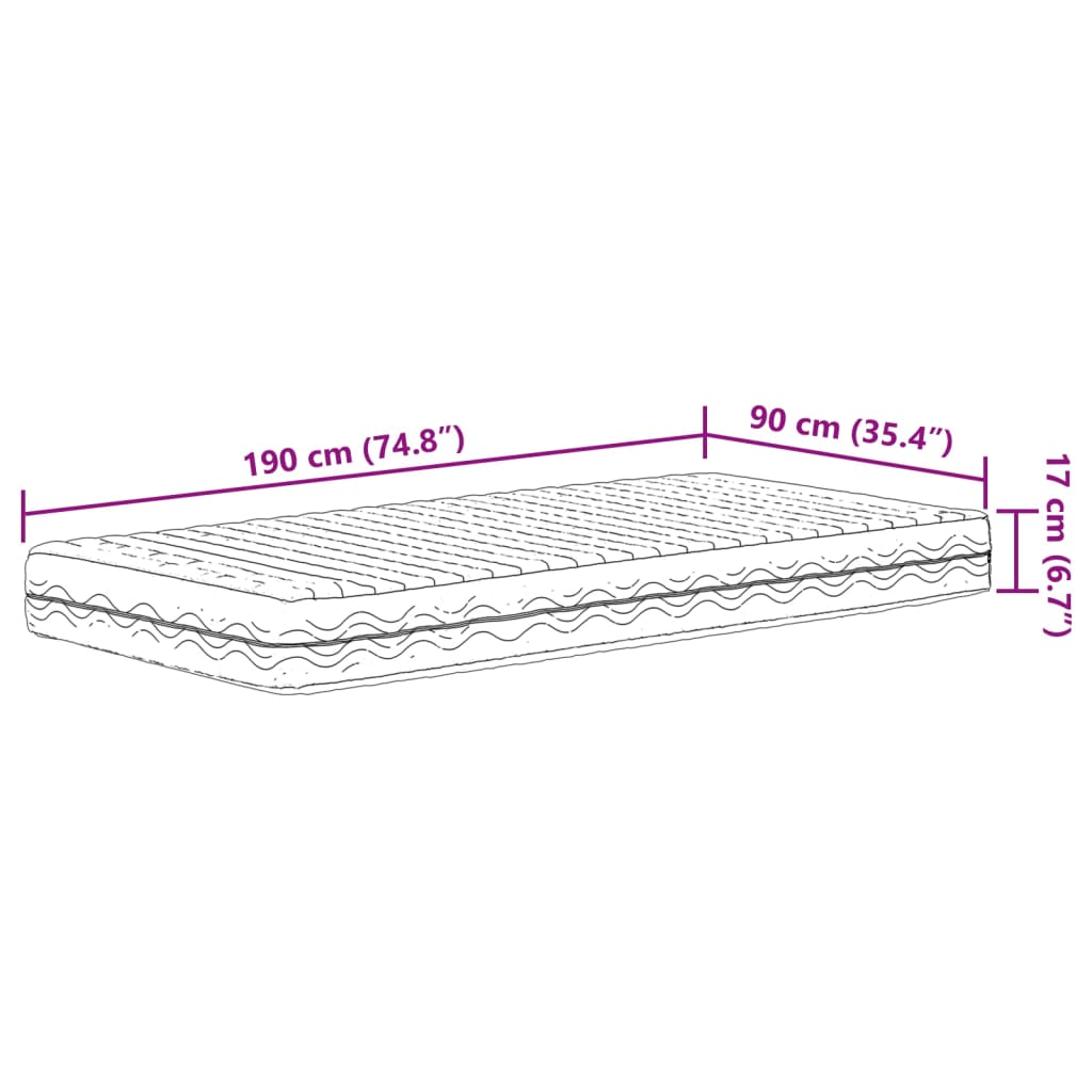 vidaXL Dormeuse con Materasso Marrone 90x190 cm Legno Massello di Pino