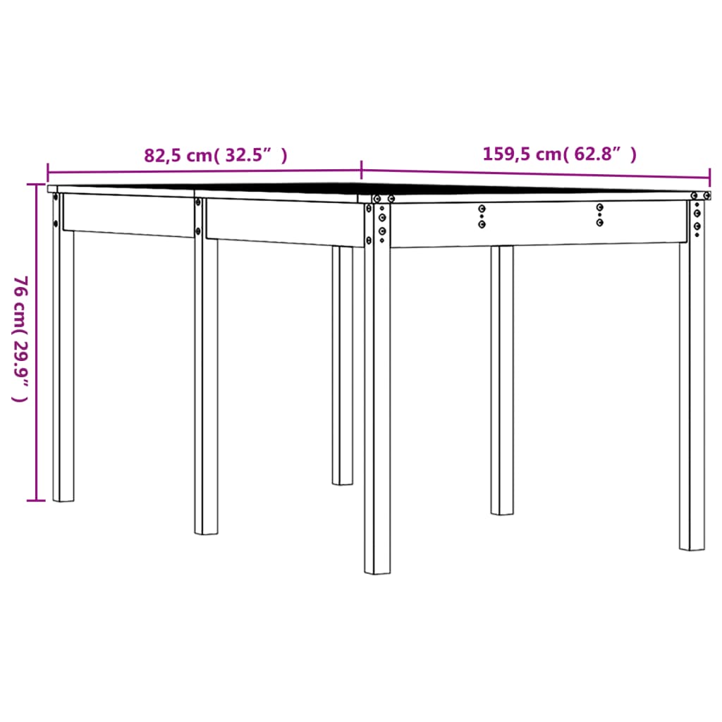 vidaXL Tavolo da Giardino Ambra 159,5x82,5x76cm Legno Massello di Pino