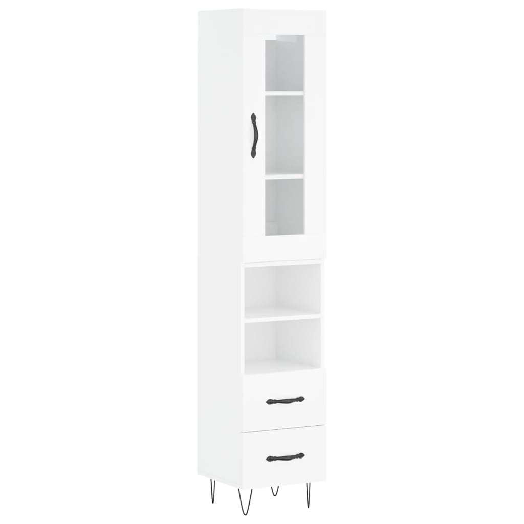 vidaXL Credenza 34,5x34x180 cm in Legno Multistrato Bianco Lucido