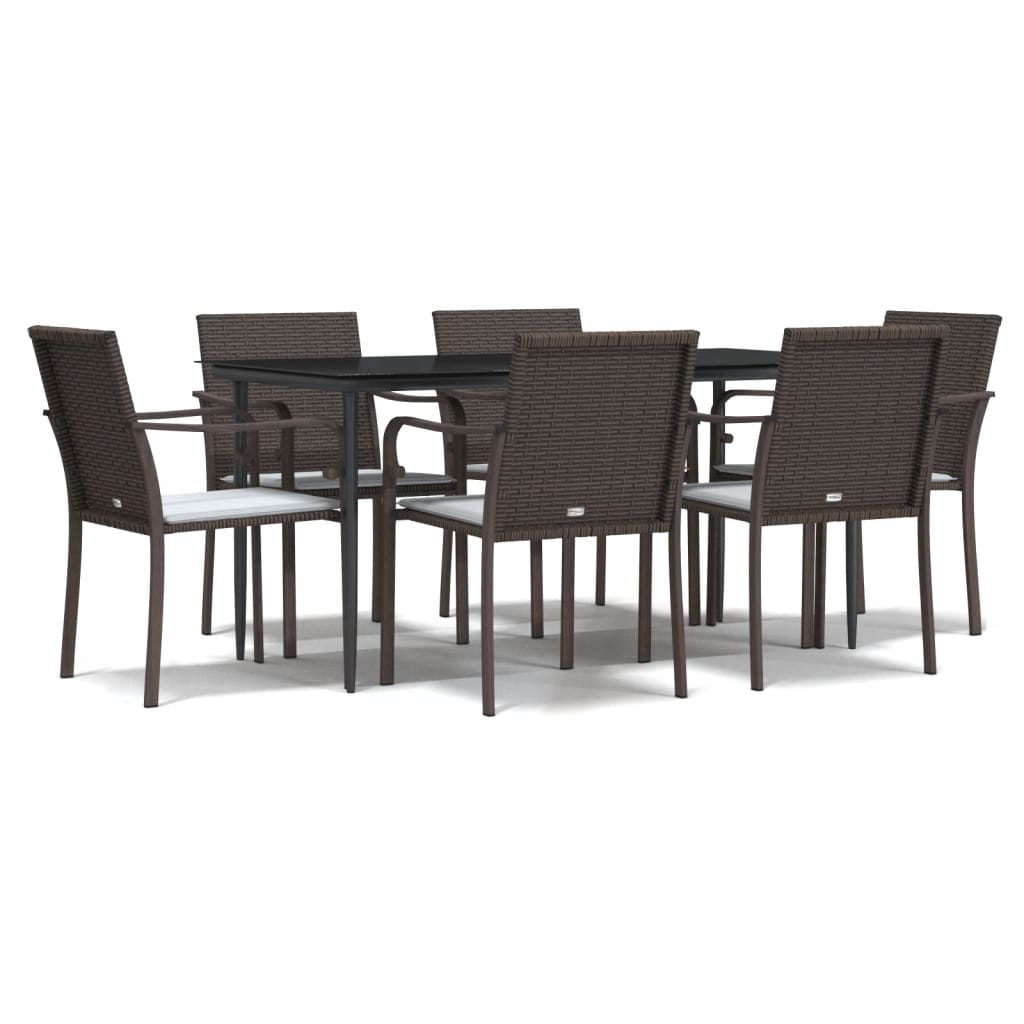 vidaXL Set Pranzo da Giardino 7 pz con Cuscini in Polyrattan e Acciaio