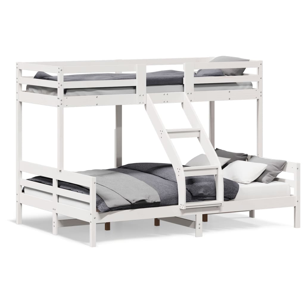 vidaXL Letto a Castello 80x200/140x200cm Bianco Legno Massello di Pino