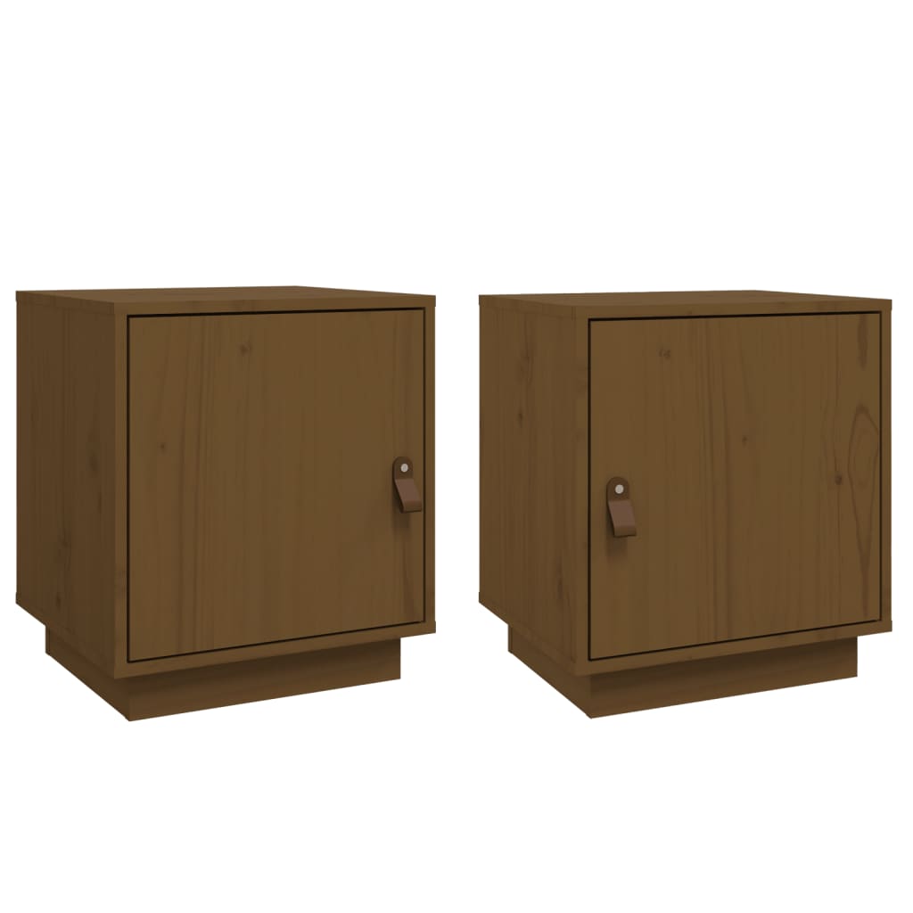 vidaXL Comodini 2 pz ambra 40x34x45 cm in Legno Massello di Pino