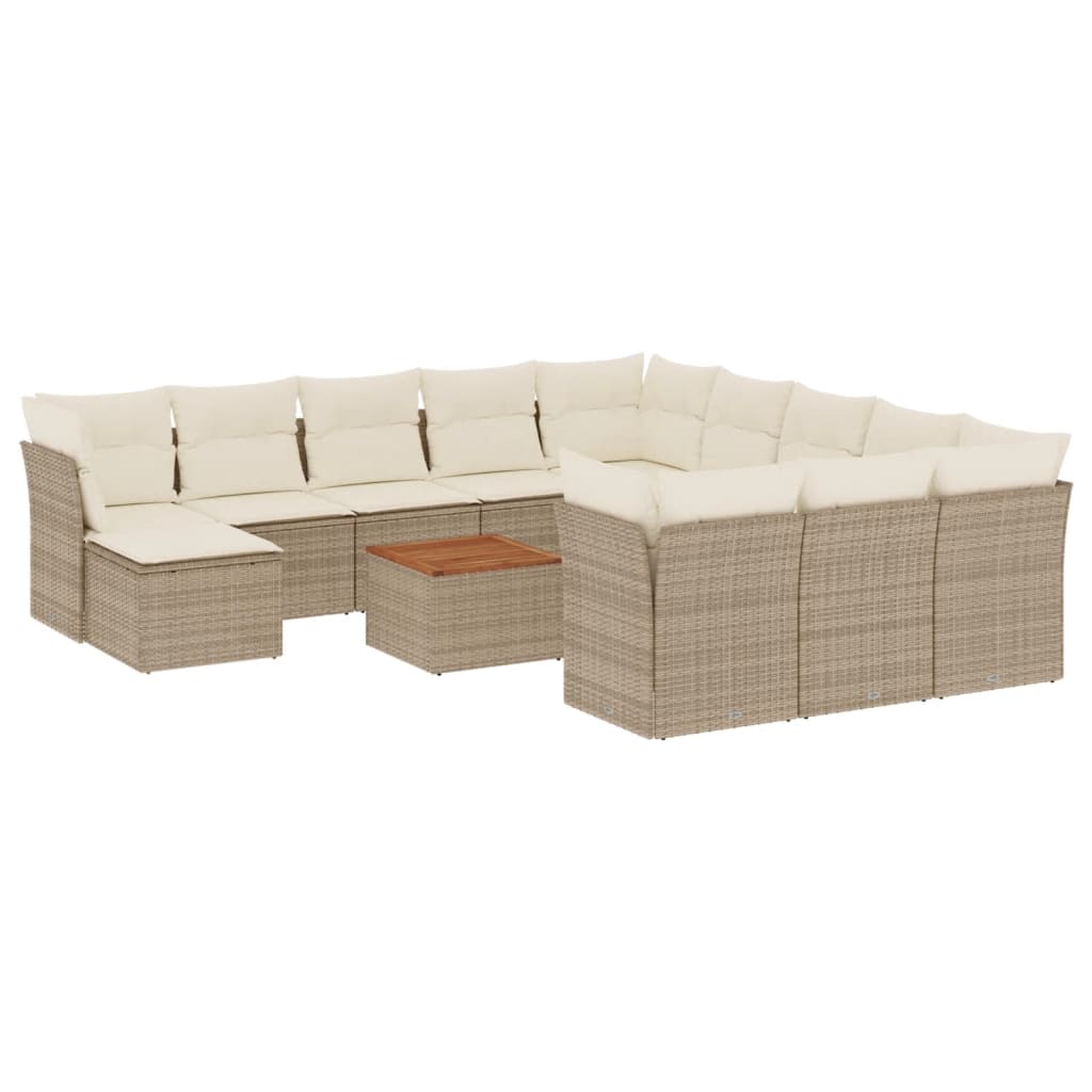 vidaXL Set Divano da Giardino 13 pz con Cuscini Beige in Polyrattan