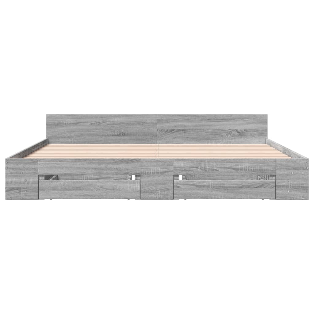 vidaXL Giroletto Cassetti Grigio Sonoma 180x200 cm Legno Multistrato