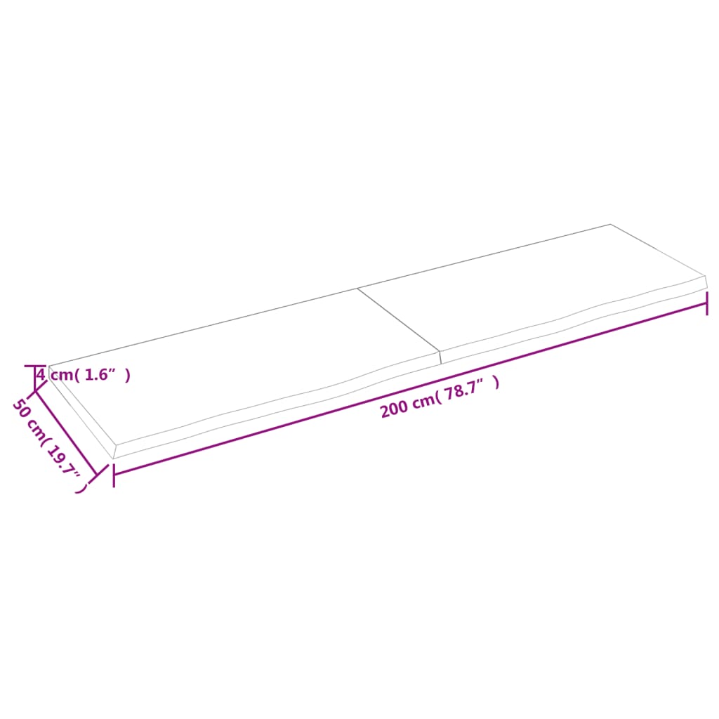 vidaXL Ripiano Muro Marrone 200x50x(2-4) cm Massello Rovere Trattato