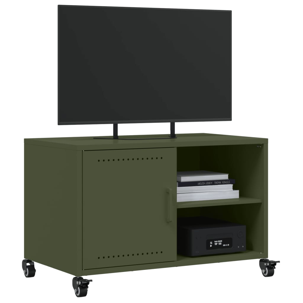 vidaXL Mobile TV Verde Oliva 68x39x43,5 cm in Acciaio