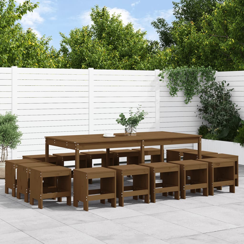 vidaXL Set da Pranzo da Giardino 17 pz ambra in Legno Massello di Pino