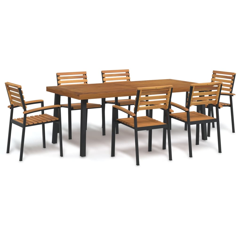 vidaXL Set Pranzo da Giardino 7 pz Legno Massello di Acacia e Metallo