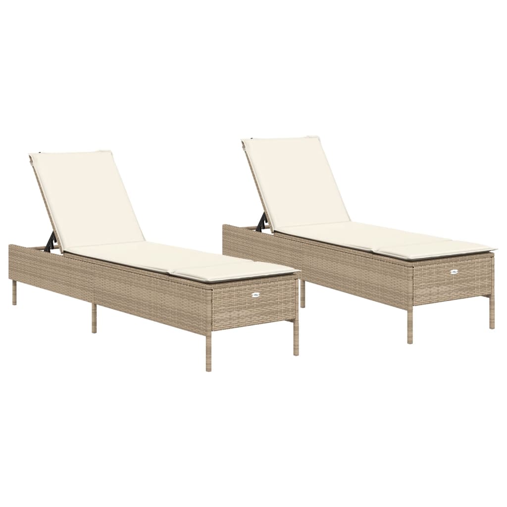 vidaXL Lettini Prendisole 2 pz con Cuscini Beige in Polyrattan