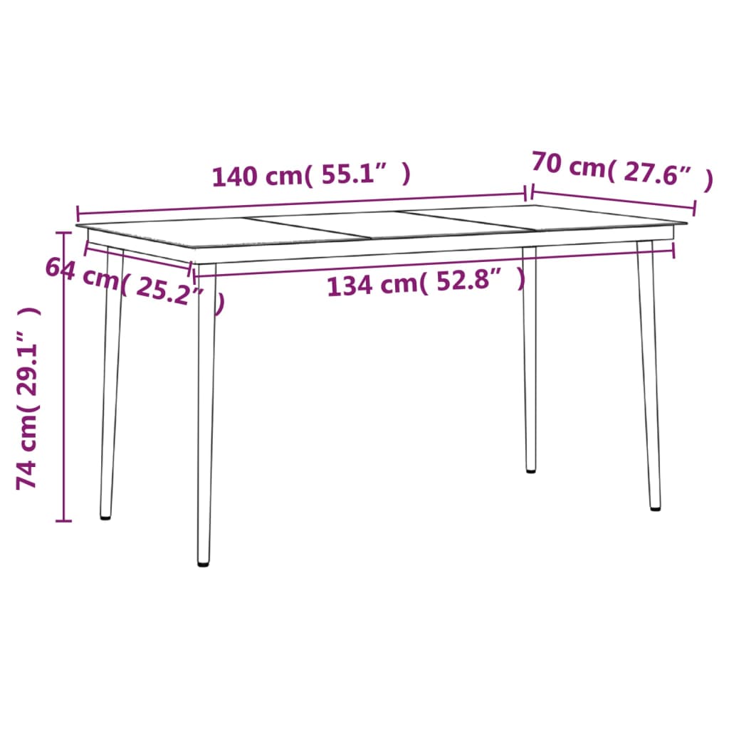 vidaXL Set da Pranzo da Giardino 7 pz con Cuscini Nero